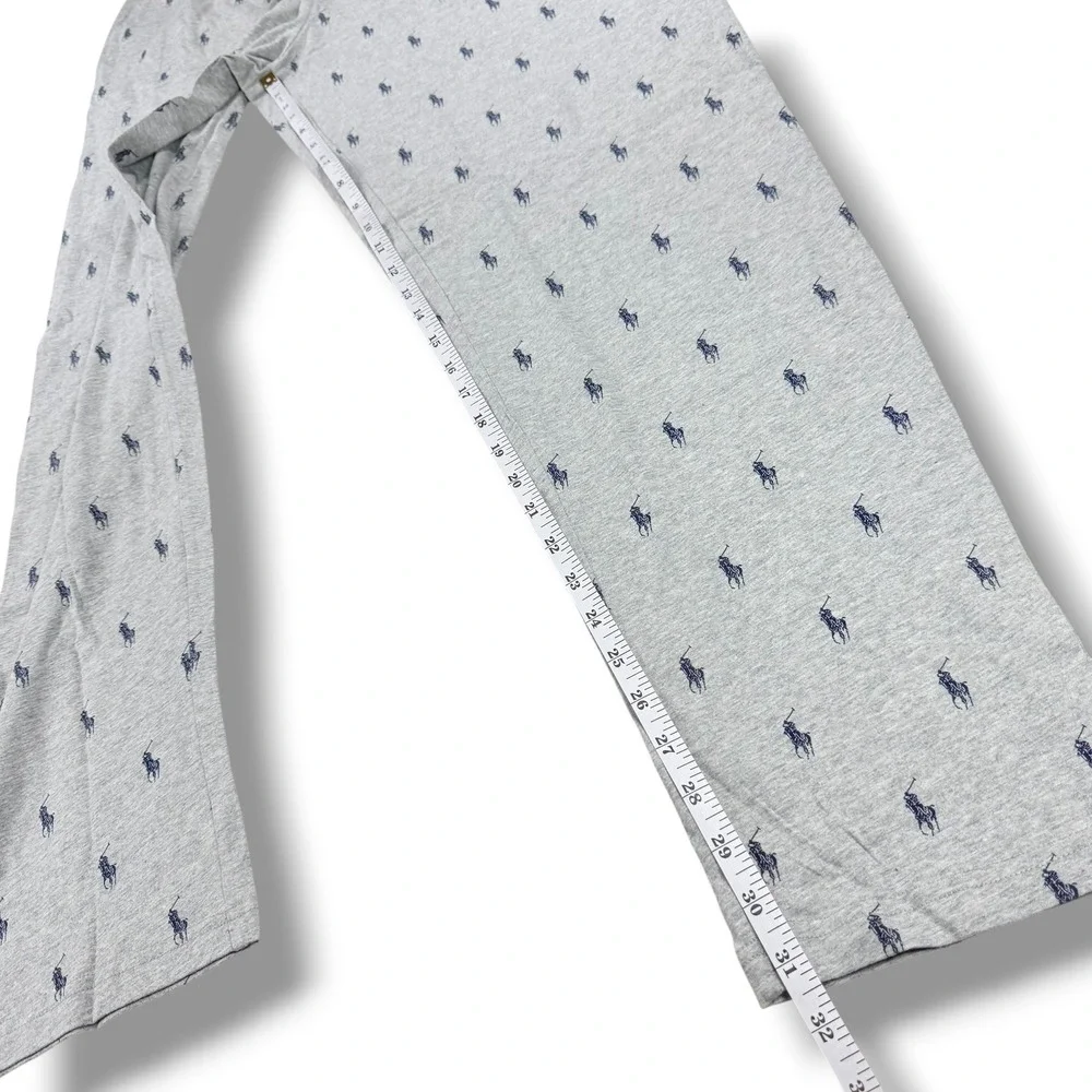 Polo Ralph Lauren Pajama Lounge Pants Men's Large L Gray Allover Pony Print